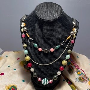 Multicolored Bead Layered Necklace